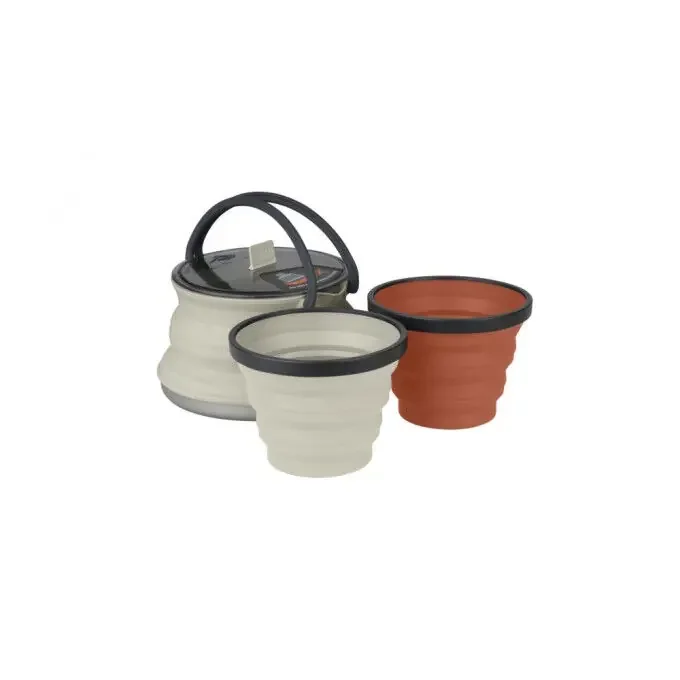 Accessoires de cuisine pliants SEA TO SUMMIT X SET 11 X KETTLE + 2 X-MUGS Sand/Rust Achetez Aujourd’hui