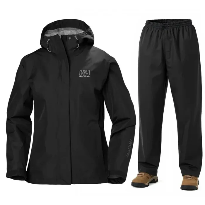 Affaire À Saisir Helly Hansen Seven J/HH Rain, ensemble de pluie, femme, noir