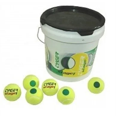 Balles de Tennis Tyger Stage 1 Mid-Speed Jaune Vert (36-Unités)