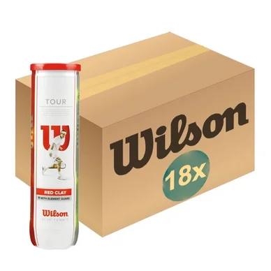 Balles de Tennis Wilson Tour Clay 4-Tin Red (Carton 18×4)