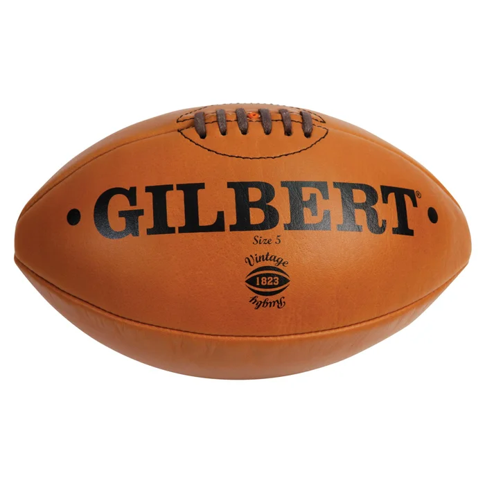 Ballon de rugby en cuir Vintage Gilbert (taille 5) [Taille  5]