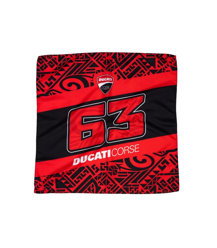 Bandana Pecco Bagnaia 63 Ducati Corse Moto GP Unisexe Taille Unique Rouge