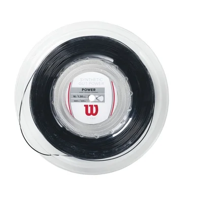 Bobine de cordage Wilson Synthetic Gut Power 16 Bk 200M Reel Black