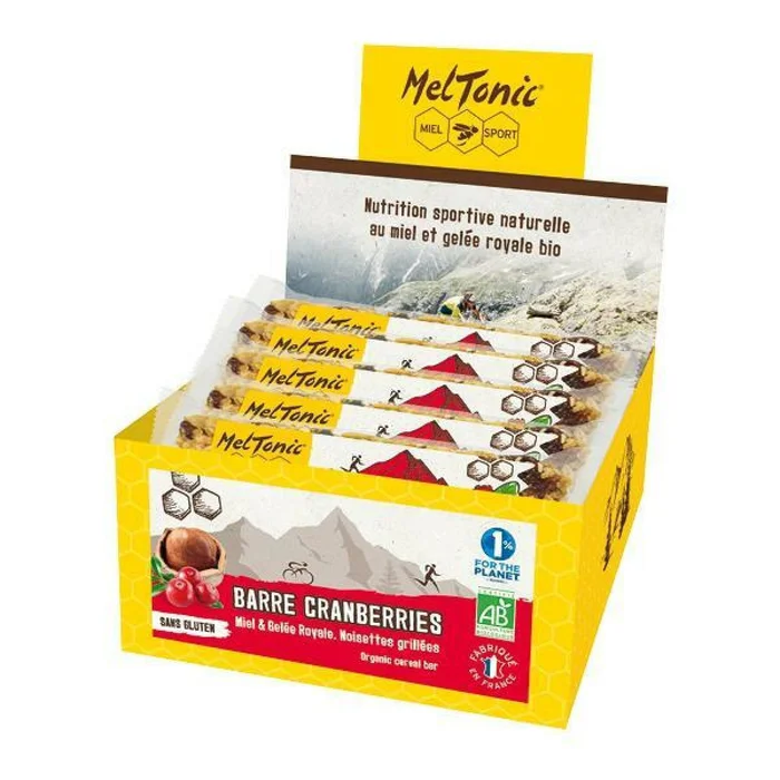 Boîte de 20 barres de nutrition céréales bio craberries & noisettes grillées Meltonic 30 g