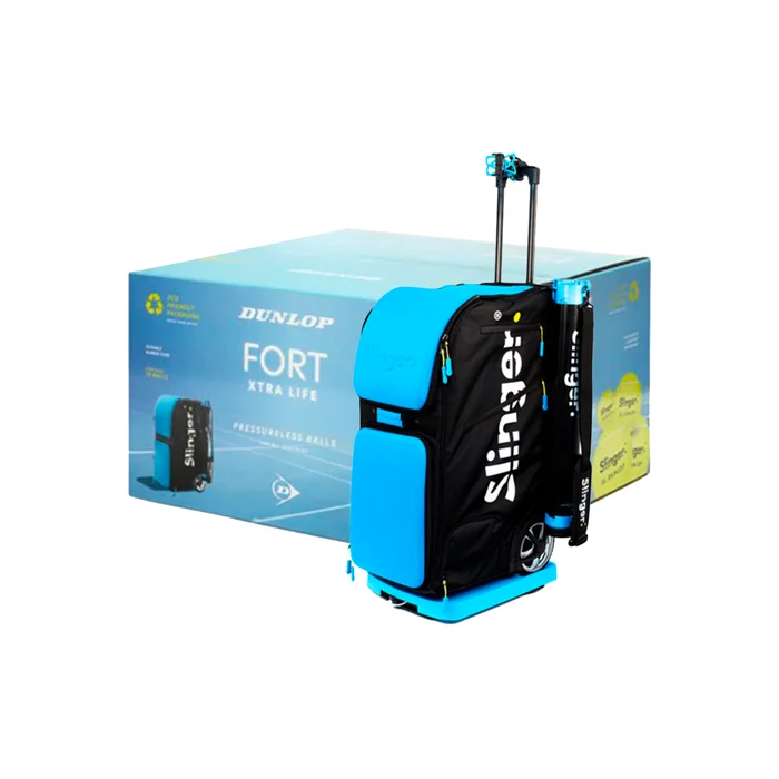 Bolsa lanzapelotas de tenis Slinger Bag + 72 pelotas Dunlop Fort Xtra Life