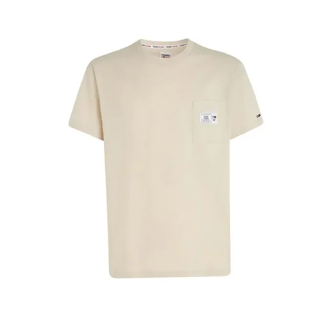 Bon Marché T-shirt Tommy Hilfiger TJM CLSC LABEL RINGE Classic Beige
