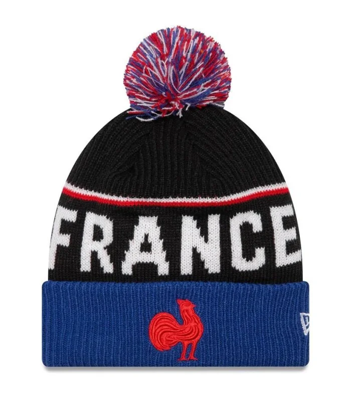 Bonnet à Pompon Sport Fédération Française De Rugby New Era Taille Unique Noir Bleu