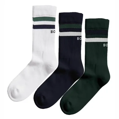 Chaussettes Bjorn Borg Unisex Core Crew Sock Green/Navy Blue/White (Lot de 3)