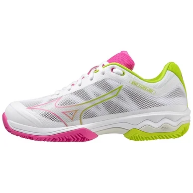 Chaussures de Padel Mizuno Femme Wave Exceed Light Padel White Fuchsia Fedora Acid Lime