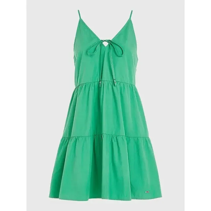 Commander Maintenant Robe Tommy Hilfiger JW POPLIN TIERED STRAPPY DRESS Coastal Green