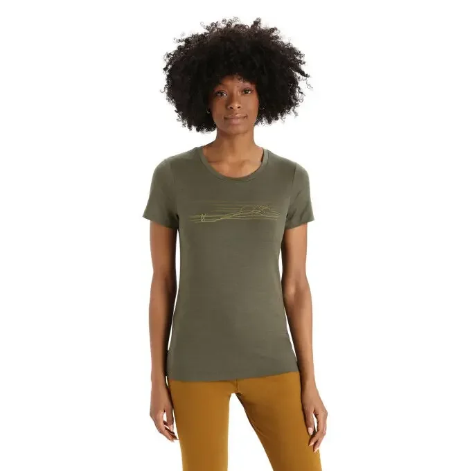 Commander Maintenant T-shirt mérino Icebreaker Tech Lite II Ski Stripes Loden