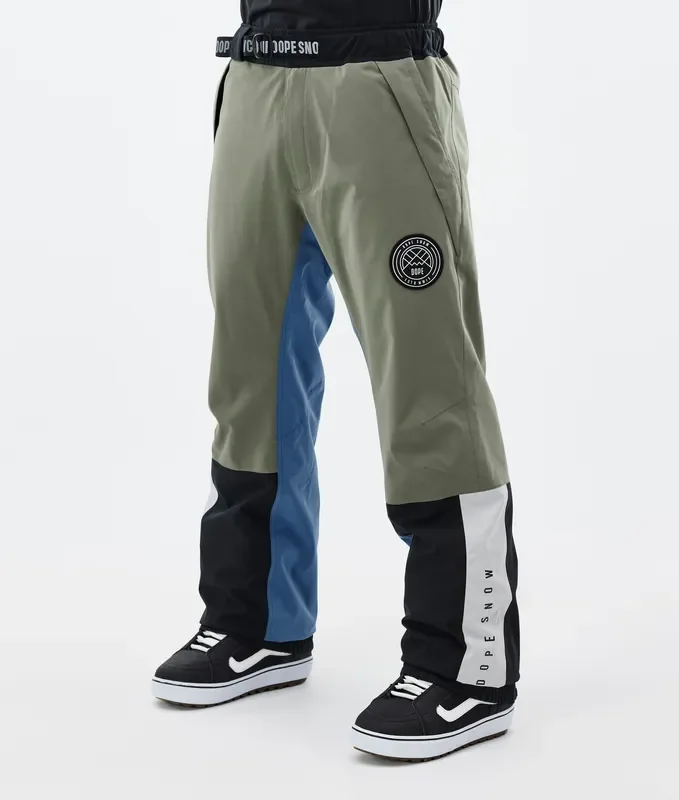 Dope Blizzard Track Pantalon de Snowboard Homme Greenish/Light Grey/Black/Blue Steel Expédition Rapide