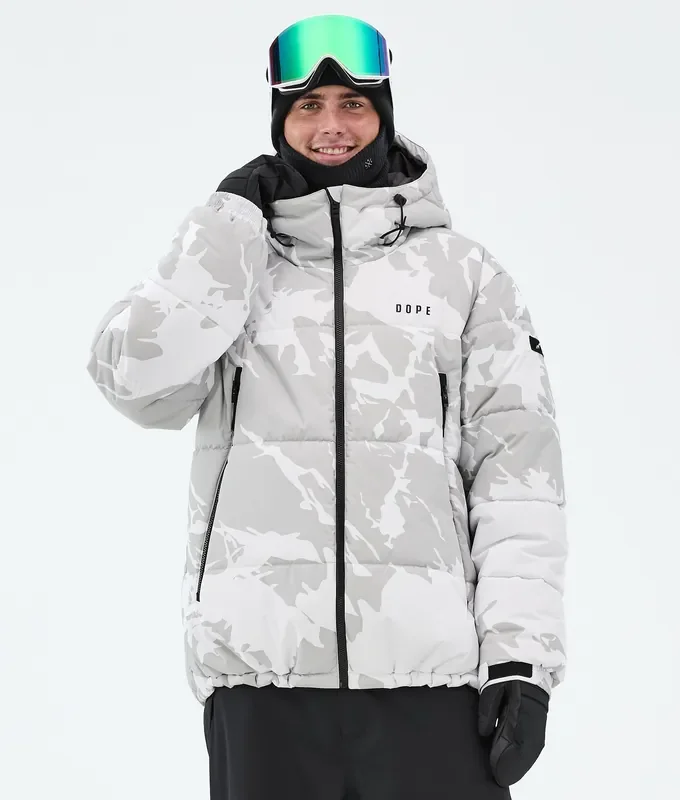 Dope Puffer Veste Snowboard Homme Grey Camo Haute Qualité