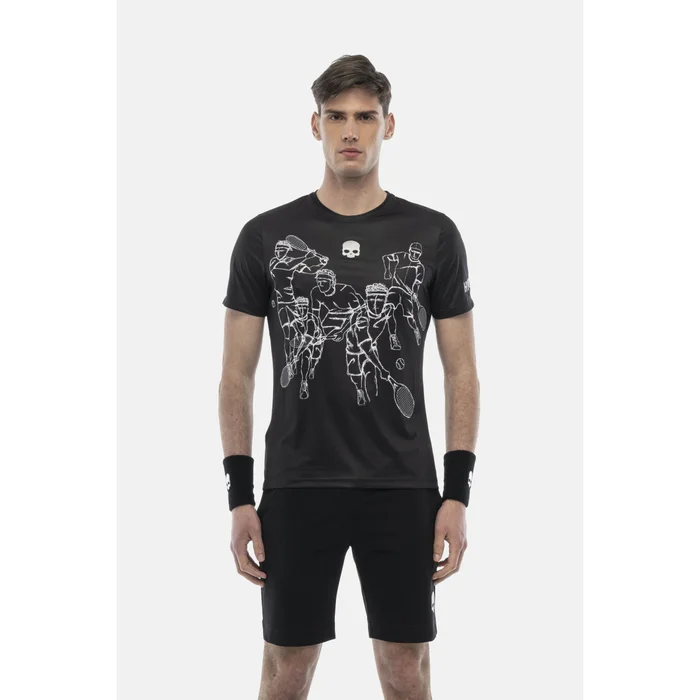Hydrogen Camiseta Sketch Tech Negro Blanco AH24