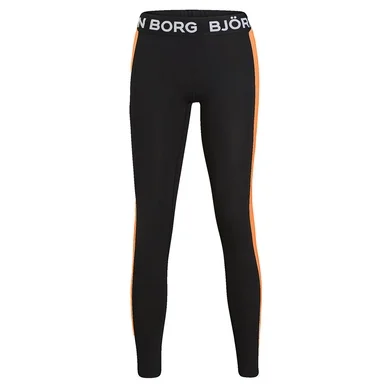 Legging Björn Borg Femme Performance Tights L.A Stripe Black Shocking Orange