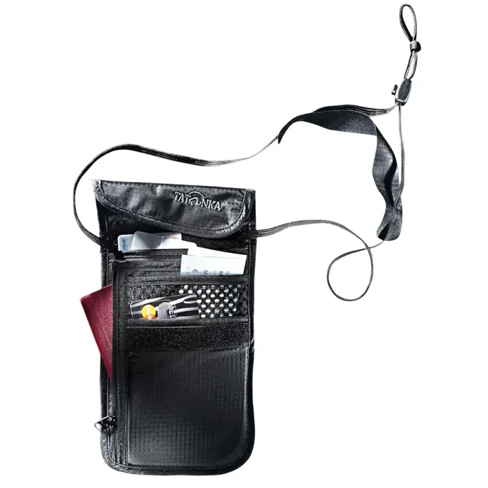 Livraison Gratuite Pochette de cou en cuir Tatonka, porte-monnaie, noir