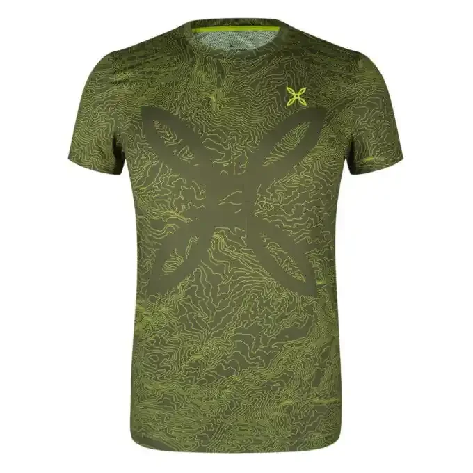 Livraison Mondiale Tee-shirt de running homme Montura TOPOGRAPHIC SUBLIME – VERDE SALVIA/VERDE LIME