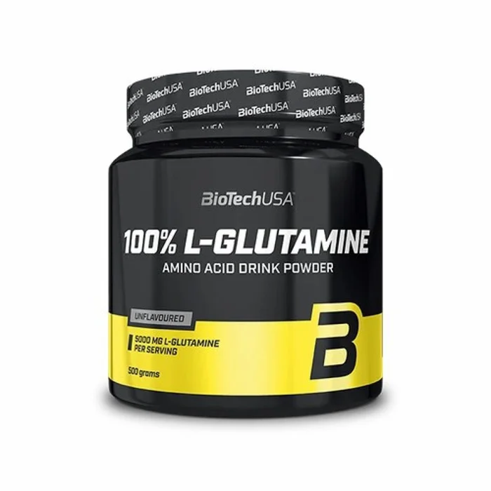 Lot de 10 pots d&rsquo;acides aminés Biotech USA 100% l-glutamine – 500g