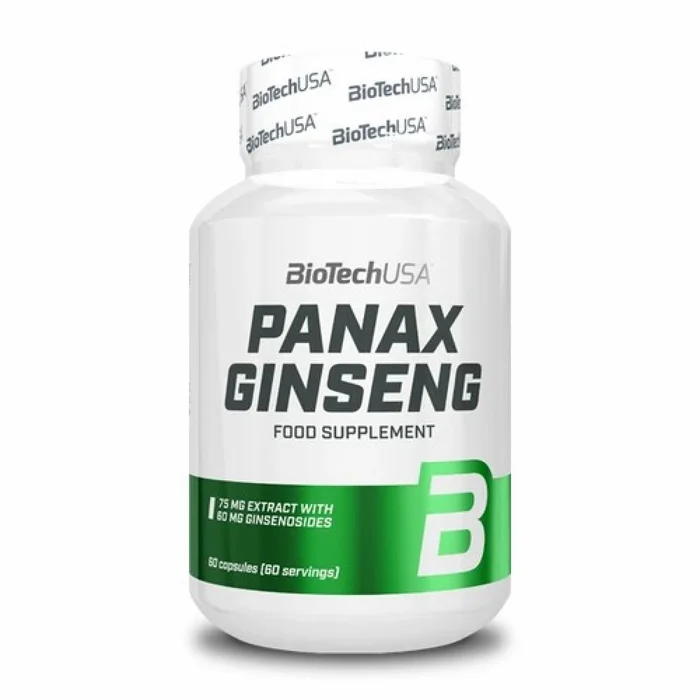 Lot de 12 pots de vitamine Biotech USA panaxginseng – 60 Gélul