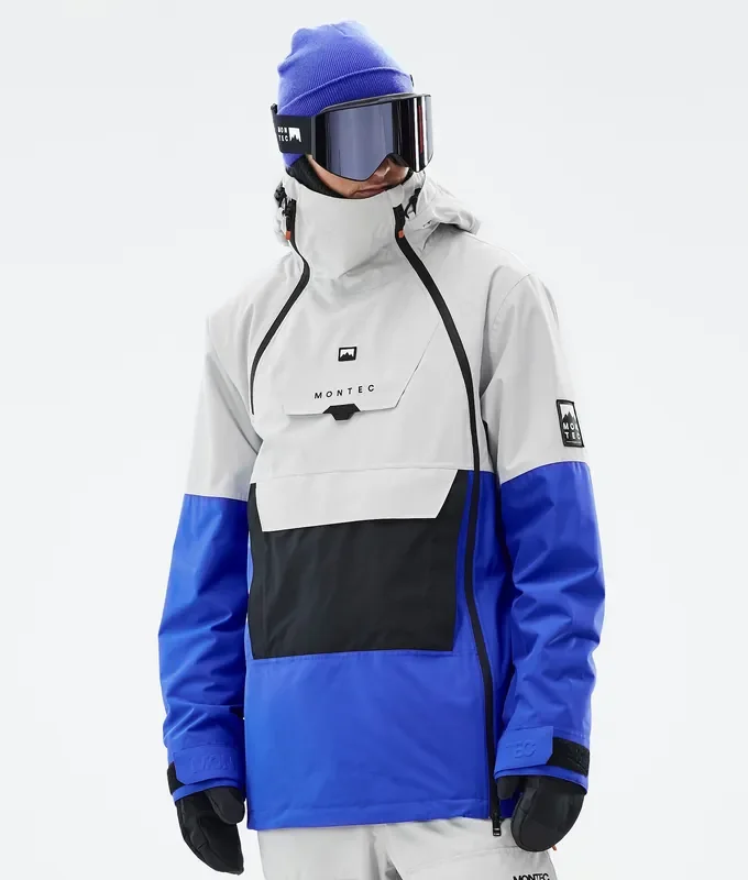 Montec Doom Veste Snowboard Homme Light Grey/Black/Cobalt Blue Livraison Mondiale