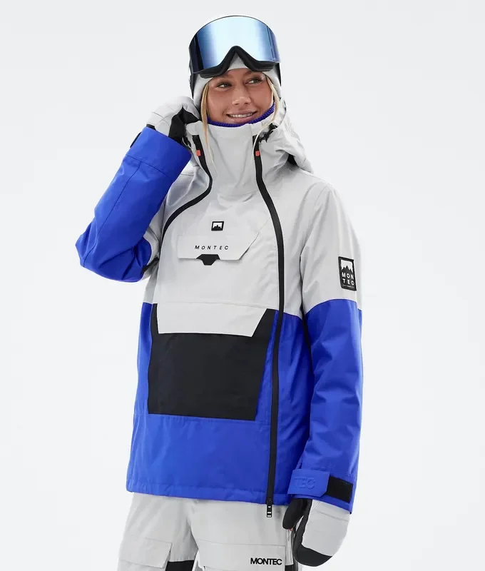 Montec Doom W Veste Snowboard Femme Light Grey/Black/Cobalt Blue Fait Main