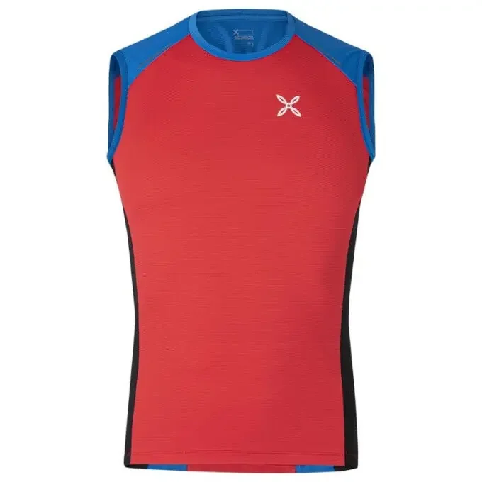 Offre Spéciale T-shirt Montura CROSSOVER CANOTTA Sky Blue/Power Red