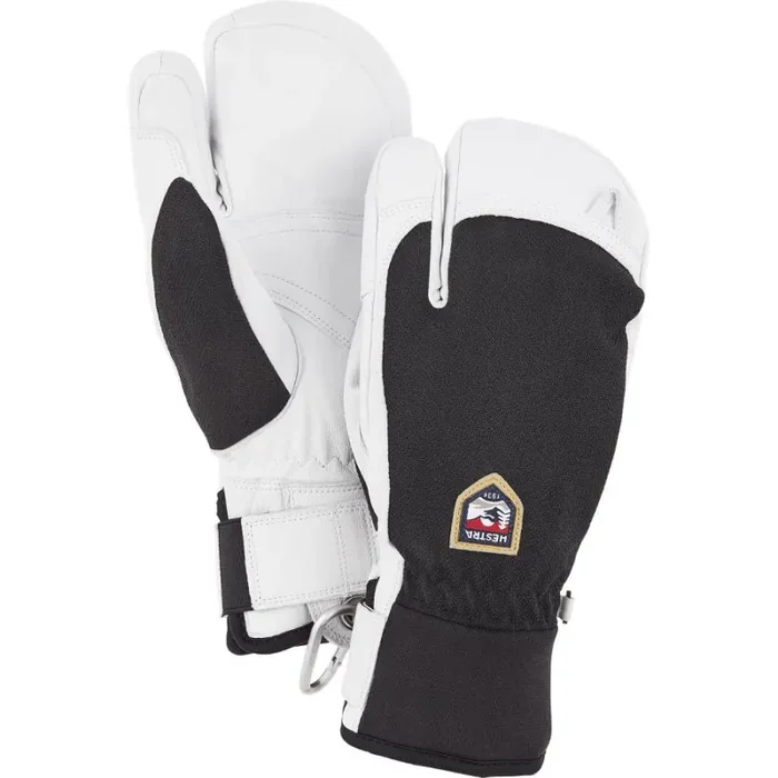 Pas Cher Hestra Army Leather Patrol 3 doigts gants de ski, noir