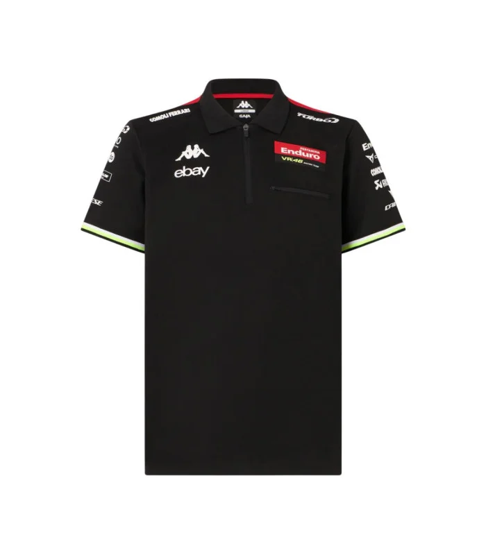 Polo Acriz Replica Pertamina Enduro VR46 Racing Team Homme Noir Moto GP