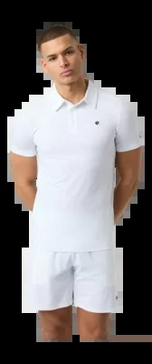 Polo de Tennis Björn Borg Homme Ace Polo à Panneaux en Maille Blanc Brillant