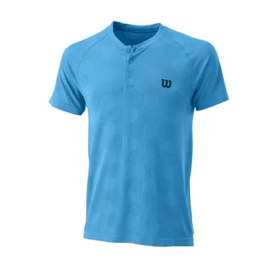 Polo de Tennis Wilson Homme Power Seamless Henley Bleu