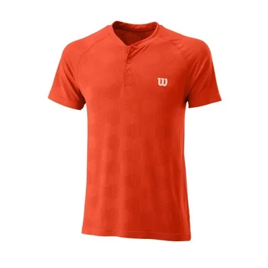 Polo de Tennis Wilson Homme Power Seamless Henley Rouge Orange