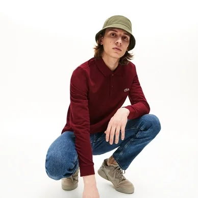 Polo Lacoste Men L1313 Manches Longues Classic Fit Marl Bordeaux