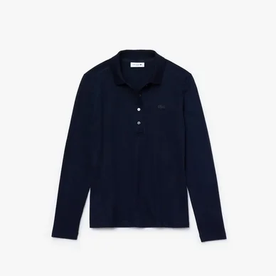 Polo Lacoste Women PF5464 Manches Longues Slim Fit Bleu Marine