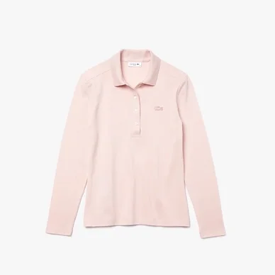 Polo Lacoste Women PF5464 Manches Longues Slim Fit Rose Pale