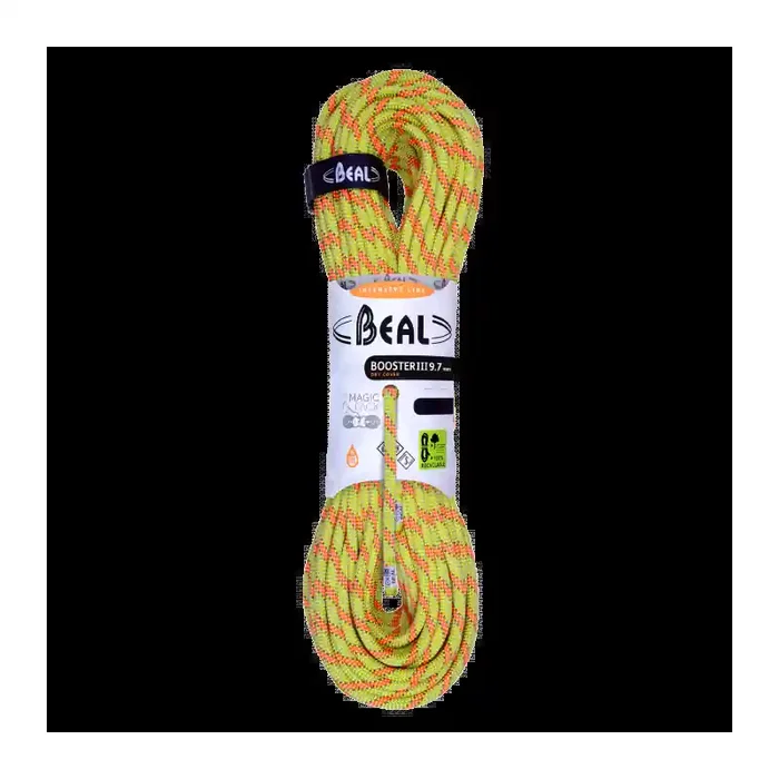 Promotion Corde d&rsquo;escalade Booster III 9.7 mm Dry Cover Unicore en poupée de 80 mètres Béal