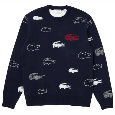 Pull Lacoste Men AH2693 Made in France Navy Blue Flour