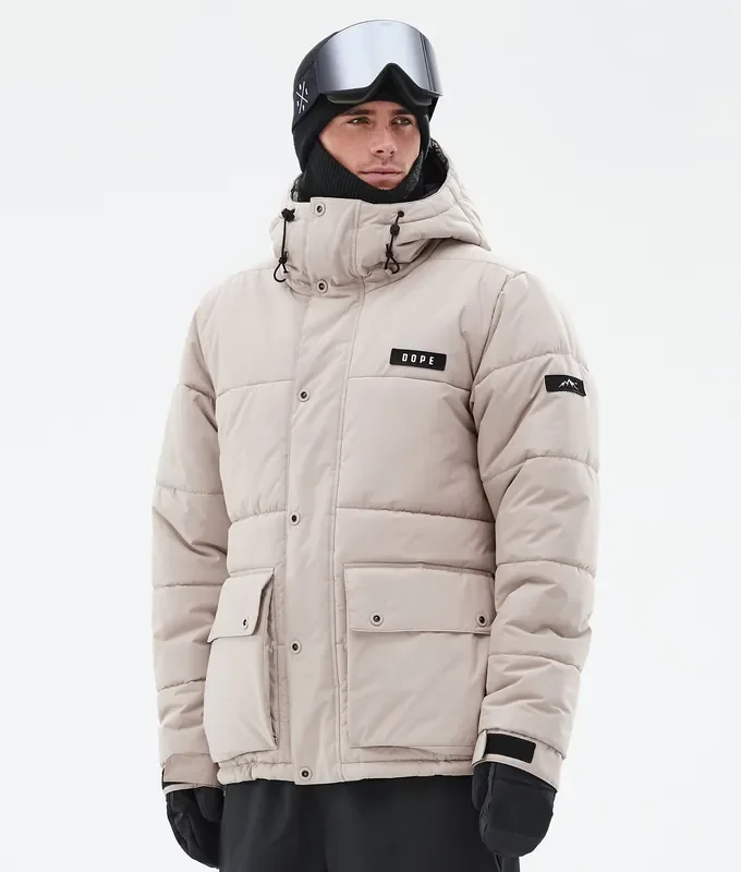 Réduction Dope Puffer Full Zip 24 Veste Snowboard Homme Sand