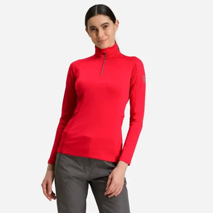 Sous-pull femme Rossignol W CLASSIQUE 1/2 ZIP Rouge Premium