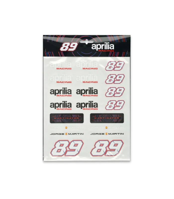 Stickers Set d’autocollants Large Jorge Martin 89 Aprilia Moto GP Officiel Taille Unique