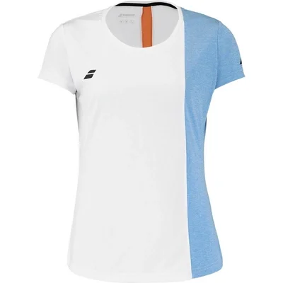 T-shirt de Tennis Babolat Women Play Cap Sleeve White Blithe Blue Heather