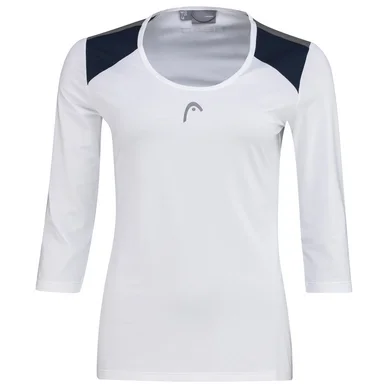 T-shirt de Tennis HEAD Women Club 22 Tech 3/4 White Deep Blue