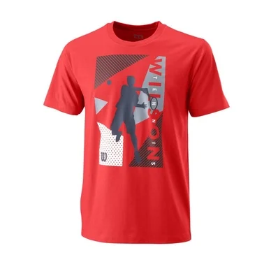 T-shirt de Tennis Wilson Homma Geo Play Tech Tee Rouge