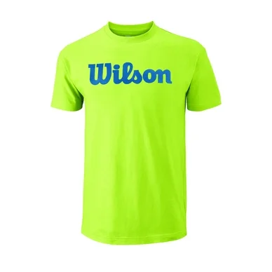 T-shirt de Tennis Wilson Men Script Cotton Tee Green Glow Deep Water