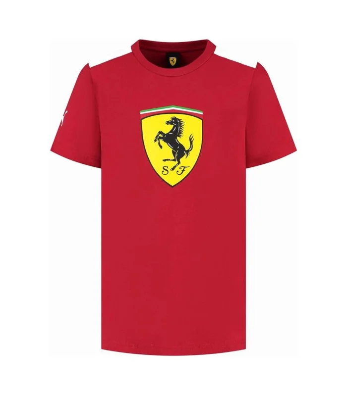 T-shirt Ferrari F1 Puma Écusson Géant Rouge Cerise Leclerc / Hamilton – Enfant