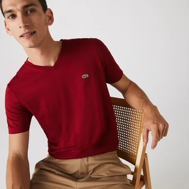 T-Shirt Lacoste Homme TH6710 V-Neck Alizarine