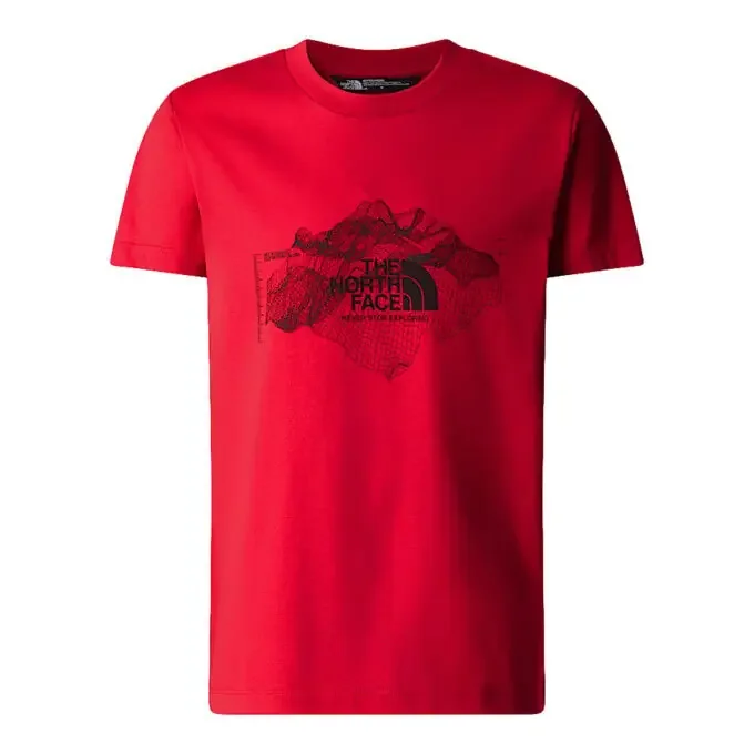 Tee-shirt garçon à manches courtes The North Face Topographic – TNF Red Offre Du Jour