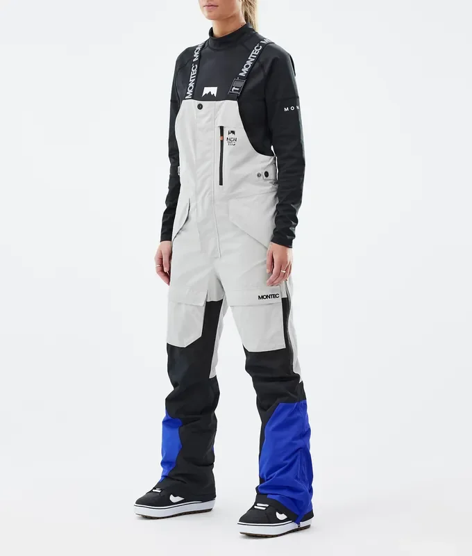 Vente Flash Montec Fawk W Pantalon de Snowboard Femme Light Grey/Black/Cobalt Blue