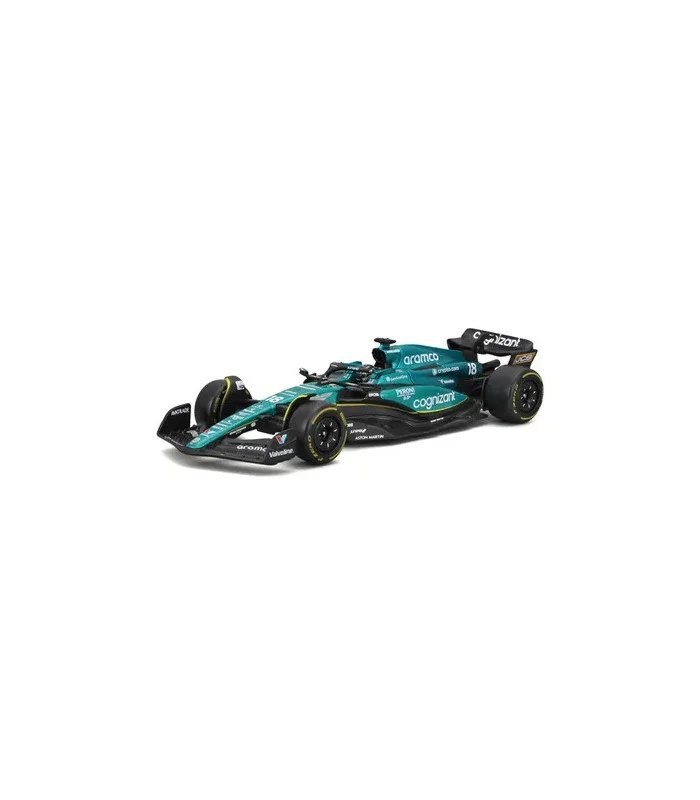 Voiture miniature 1:43 Aston Martin Aramco Cognizant F1 Team AMR23 18 – Lance Stroll avec casque