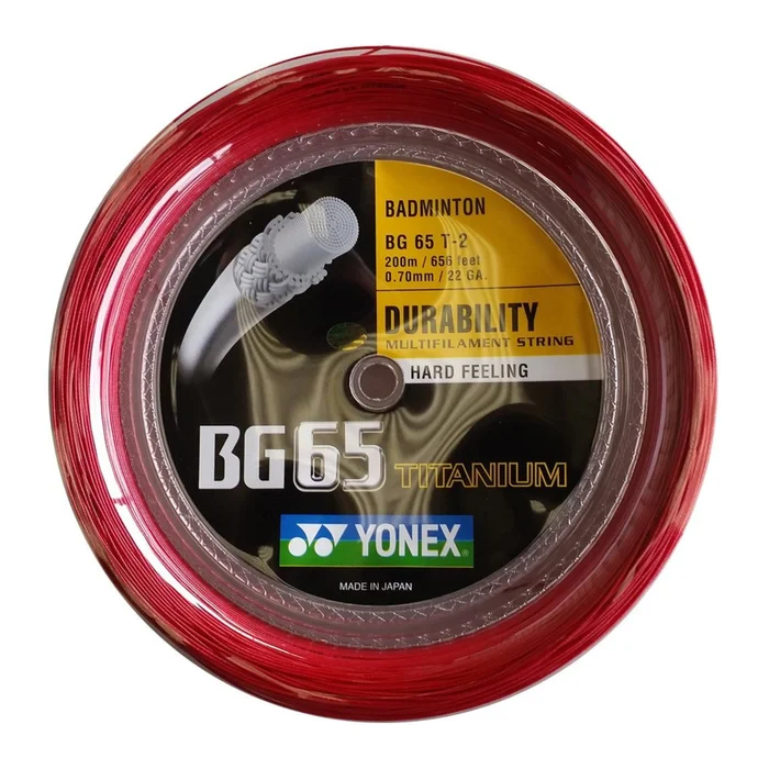 Yonex Cordaje bádminton BG65 Bobina 200m Rojo