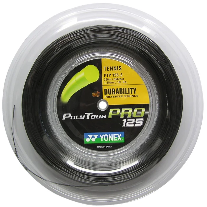Yonex Cordaje de tenis Polytour Pro 125 Antracita Bobina de 200 m